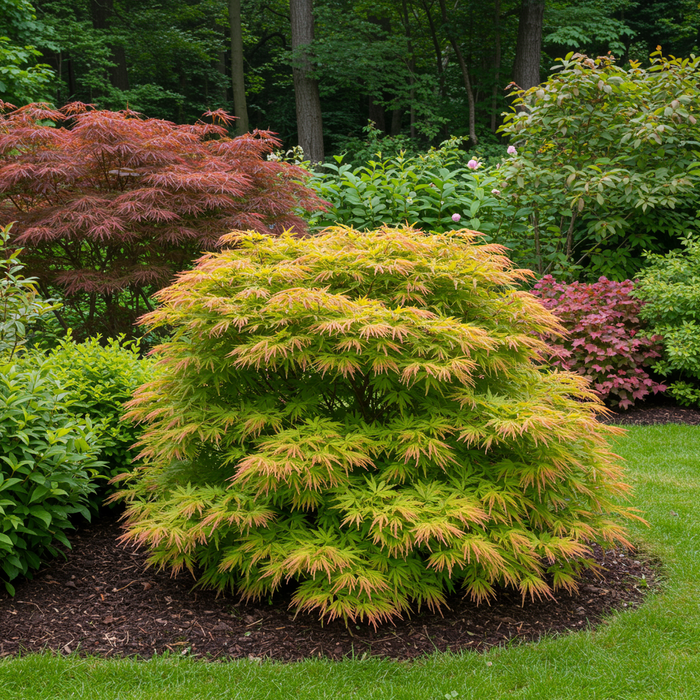 Terrasplant - Japanse Esdoorn - Acer palmatum Methamorphosa - Groen - 2 Planten - Bladverliezend - ↕70cm - Ø19cm