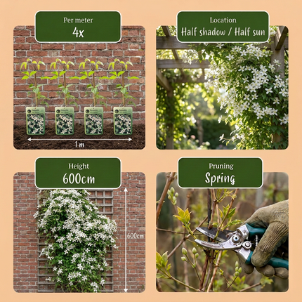 Clematis mont. 'Wilsonii' - Bergclematis 6x - Wit - Klimplant - Ø9cm - ↕35cm