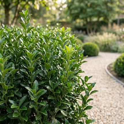 Euonymus japonica Green Spire - Kardinaalsmuts - 16x Haagplanten - Groenblijvend - Groen - Pot 9cm - Hoogte 20-25cm