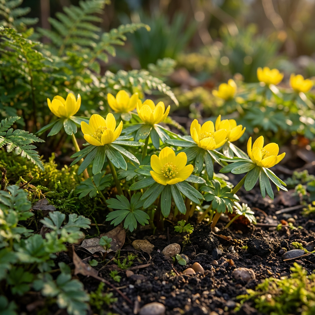50x Eranthis Cilicica - Cebule kwiatowe - Tojad zimowy Cilicica - Żółty - Kwitnący wiosną - Rozmiar cebuli 4/5