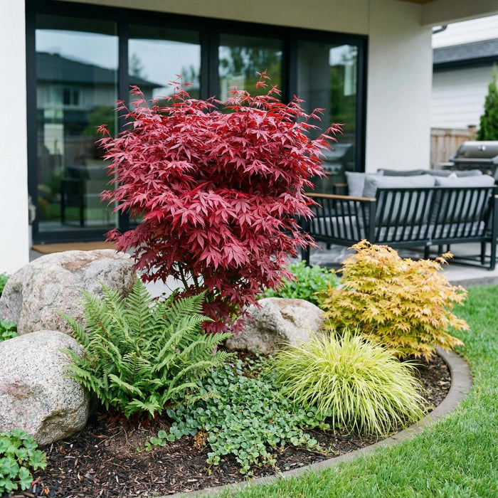 Acer palmatum Skeeters Broom - Japanse Esdoorn - Rood - ↕90cm - Ø26cm