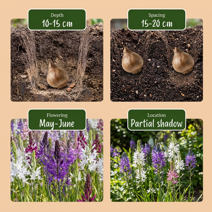 20x Camassia Leichtlinii Mix - Bloembollen - Grote camas - Blauw en Wit - Zomerbloeier - Bolmaat 12/14