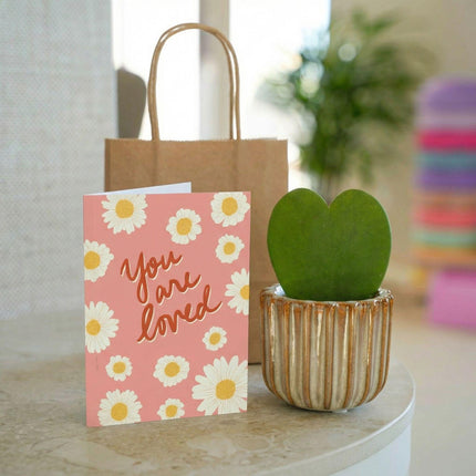 Gift Set - Love Set - Heart-shaped plant, pot, greeting card & gift bag