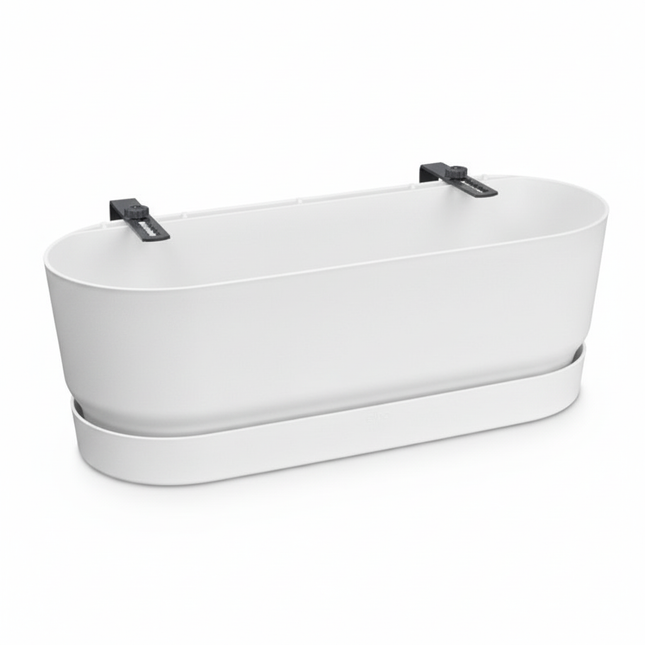 Macetero Elho Greenville Easy para balcón, 25 cm de diámetro, blanco - Caja de flores
