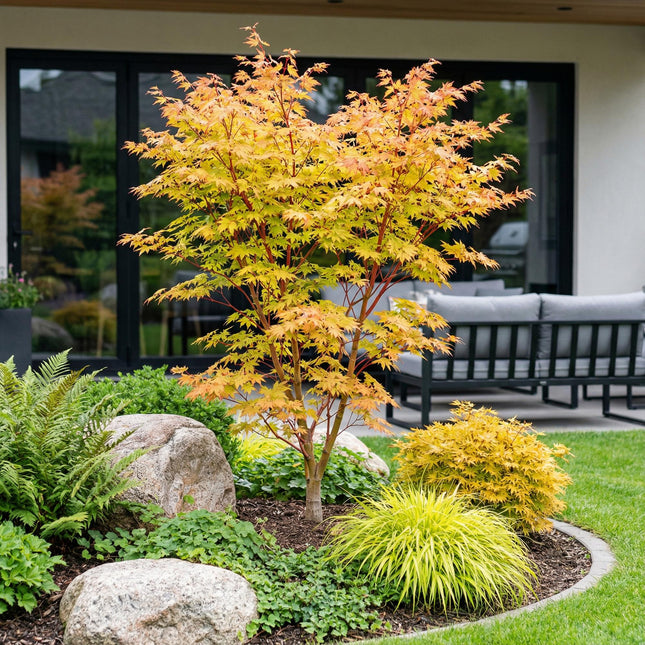Acer palmatum Sangokaku - Japanse Esdoorn - Groen - ↕90cm - Ø26cm