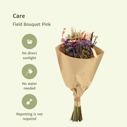 Dried flowers Field Bouquet Pink - Ø20cm - ↕50cm