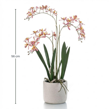 Kunstig Renanthera Orkidé Pink i potte - ↕56cm