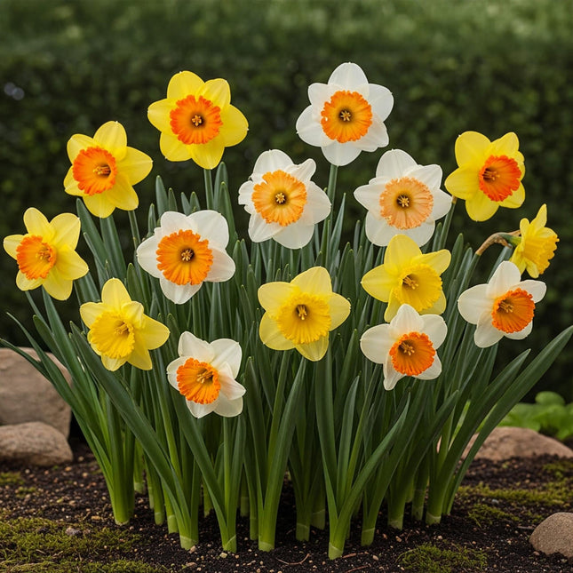 Bulbi di fiori - Narcisi a coppa grande misti - Colore giallo e bianco - 15 pezzi - Dimensione bulbo 12/14 - Confezione XXL