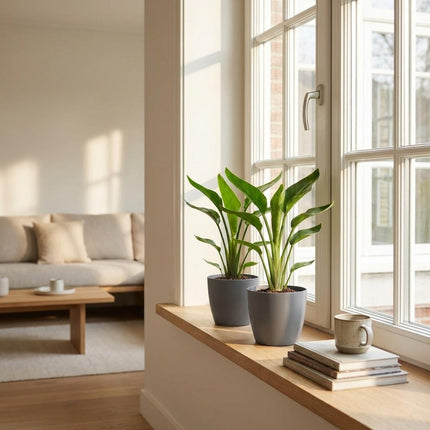 Strelitzia Reginea - Paradijsvogelplant - met Potter Grijs - Pot 12cm - Hoogte - 35cm