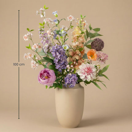 Kunstbloemen Boeket - Pastel Meadow Deluxe - Real Touch - 15 Stelen - ↕100 cm