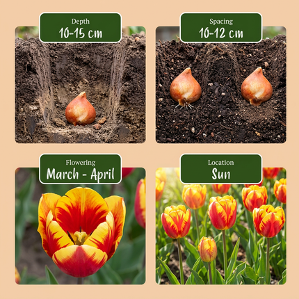 35x Tulipa Triumph mix - Bloembollen - Triomf-tulp mix - Diversen - Voorjaarsbloeier - Bolmaat 11/17