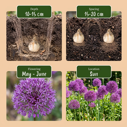 30x Allium Purple Sensation - Bloembollen - Sierui - Paars - Zomerbloeier - Bolmaat 10/12