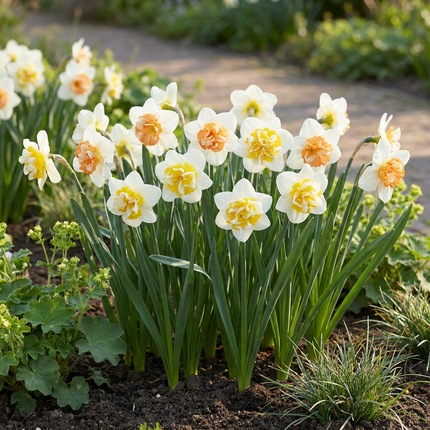 80x Narcissus Macaron Bloss - Bloembollen - Narcis Macaron Bloss - Wit en Geel - Voorjaarsbloeier - Bolmaat 12/14