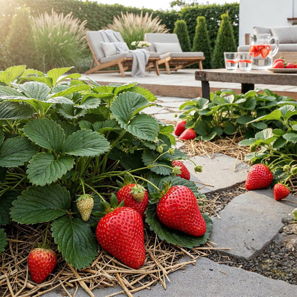Erdbeerpflanzen – Fragaria maxim – Winterhart – 6 Pflanzen – 9-cm-Topf – Rote Erdbeere