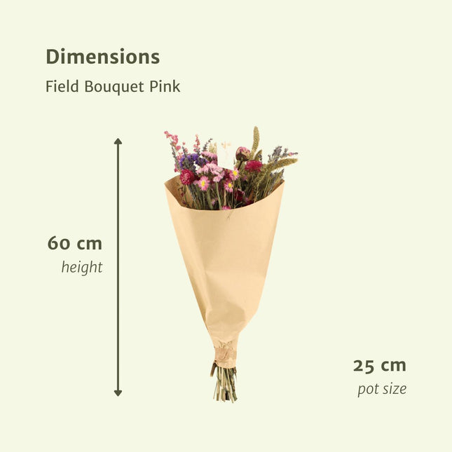 Field Bouquet Pink - Droogboeket - ↕35cm - 12x