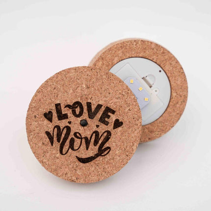 Engraved LED cork S - 'LOVE MOM'