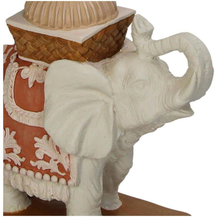 Bougeoir - Éléphant rose/vert - Polyrésine - 34,50 cm