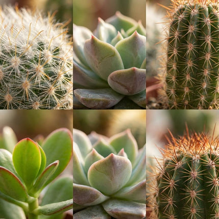 Mini Cactus & Vetplanten Mix - ↕5-10cm - Ø8,1cm - Terracotta Potten - 18x