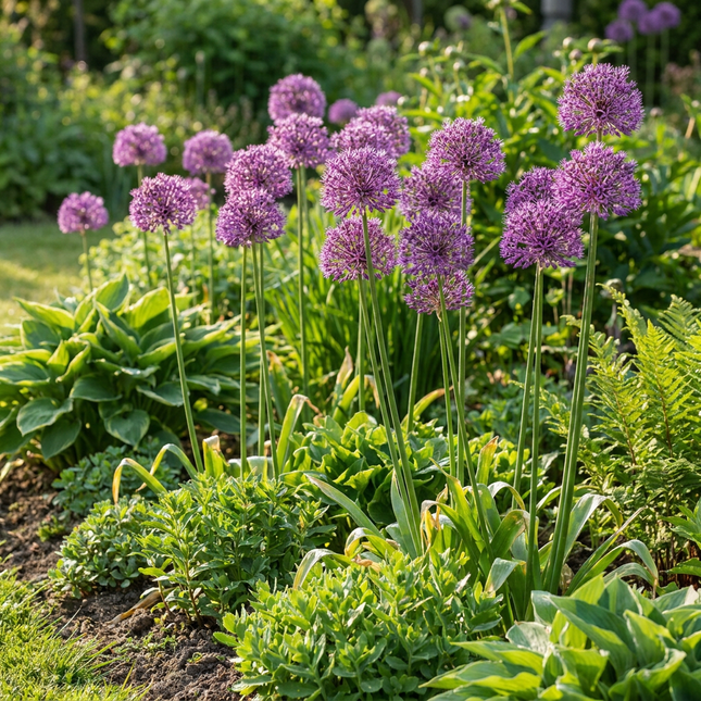 80x Allium Purple Rain - cebule kwiatowe - cebulka ozdobna - fioletowa - kwitnąca latem - rozmiar cebuli 10/12