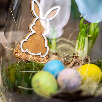 Emma Easter - Åbent Terrarium - Flaskehave DIY Kit - ↕25cm - Ø23cm - Påske Flaskehave