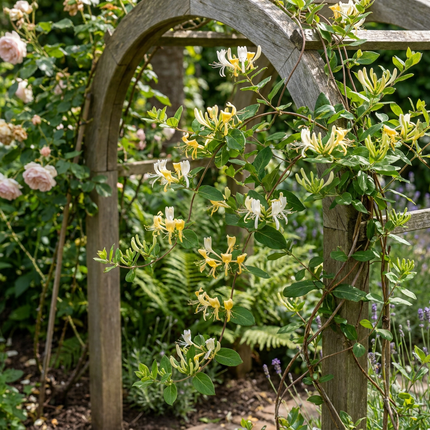 Lonicera jap. 'Halliana' - Japanse kamperfoelie 6x - Wit - Geel - Klimplant - Ø9cm - ↕35cm