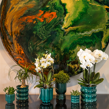 Kolibri Home | Cotton Shine decorative pot - Green - Ø12cm