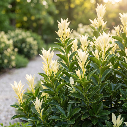 Euonymus japonica Paloma Blanca - Kardinaalsmuts - 16x Haagplanten - Groenblijvend - Groen - Wit - Pot 9cm - Hoogte 20-30cm