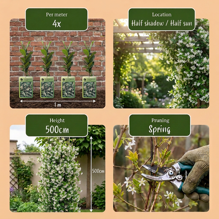 Trachelospermum jasminoides - Sterjasmijn 4x - Wit - Klimplant - Ø9cm - ↕35cm
