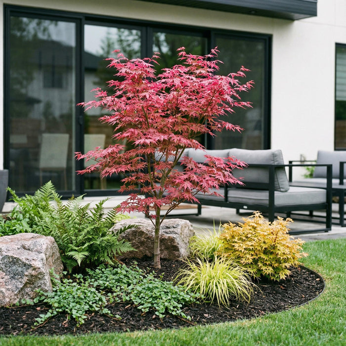 Acer palmatum Phoenix - Japanse Esdoorn - Groen - Rood - ↕90cm - Ø26cm