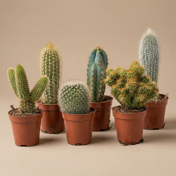 Cactus Set of 6 in Ceramic Mini Pots Madrid - ↕8–12cm