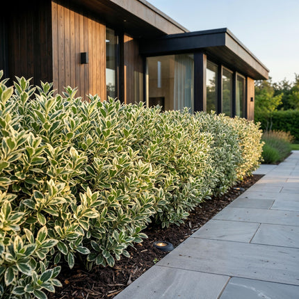 Euonymus japonicus White Spire - Kardinaalsmuts - 8x Haagplanten - Groenblijvend - Wit - Groen - Pot 9cm - Hoogte 20-30cm
