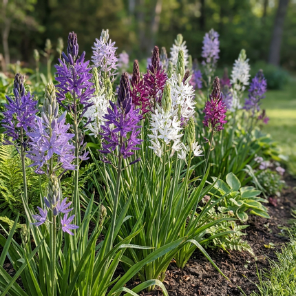 10x Camassia Leichtlinii Mix - Bloembollen - Grote camas - Blauw en Wit - Zomerbloeier - Bolmaat 12/14