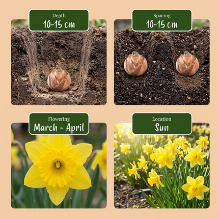 560x Narcissus Yellow - Bloembollen - Gele narcis - Geel - Voorjaarsbloeier - Bolmaat 10/12