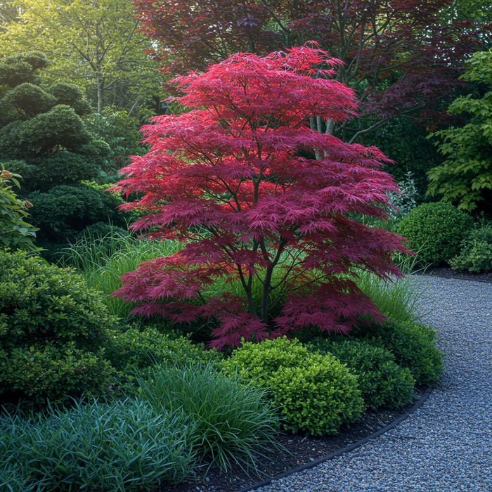 Terrasplant - Japanse Esdoorn - Acer palmatum Atropurpureum - Paars - Bladverliezend - ↕70cm - Ø19cm