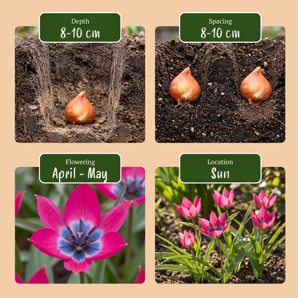 50x Tulipa Klein Schoonheid - Bloembollen - Tulipa Little Beauty - Roze - Voorjaarsbloeier - Bolmaat 6/+