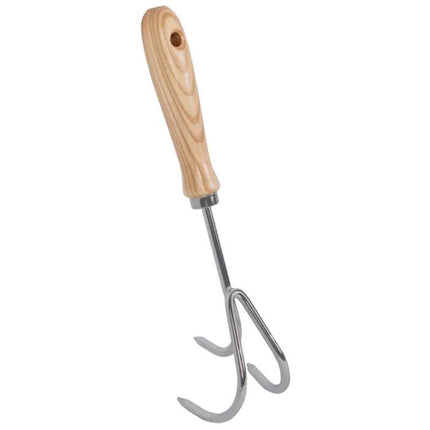 Hand scraper - 3 teeth - Galvanized steel - Ash wood handle