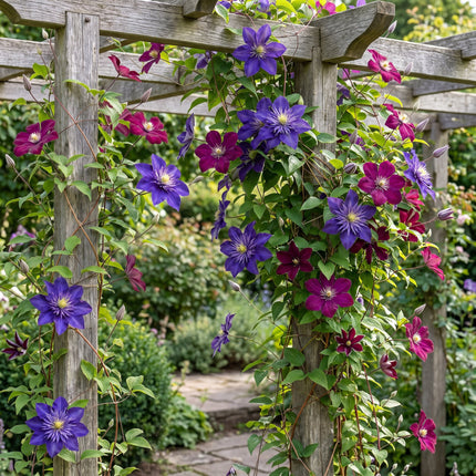 Clematis Duo Blue & Red - Bosrank Duo Blauw & Rood 12x - Blauw - Rood - Klimplant - Ø9cm - ↕35cm