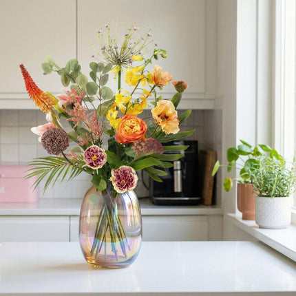 Kunstbloemen boeket - Amber Peach Deluxe - Real Touch - 12 stelen - ↕105 cm