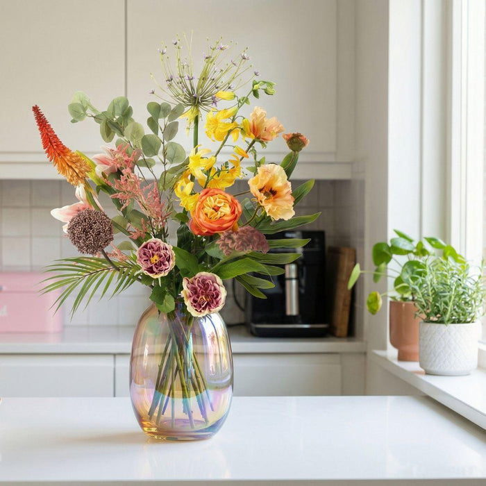 Kunstbloemen boeket - Amber Peach Deluxe - Real Touch - 12 stelen - ↕105 cm