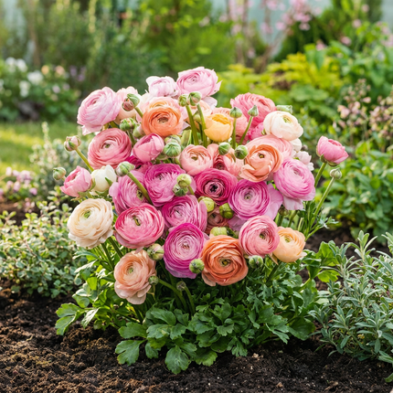 320x Ranunculus Pastel Mix - Bloembollen - Pastelkleurige ranonkel - D - Zomerbloeier - Bolmaat 5/6