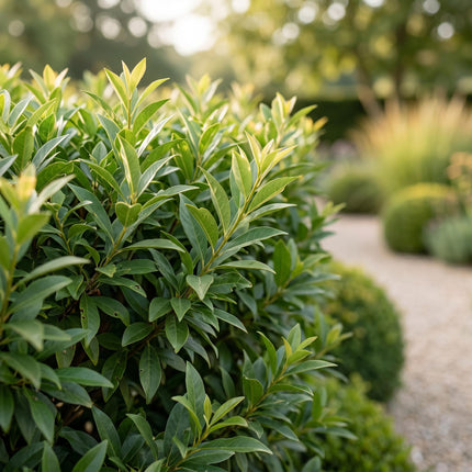Prunus lusitanica Angustifolia - Portugese Laurier - 16x Haagplanten - Groenblijvend - Groen - Pot 9cm - Hoogte 25-35cm