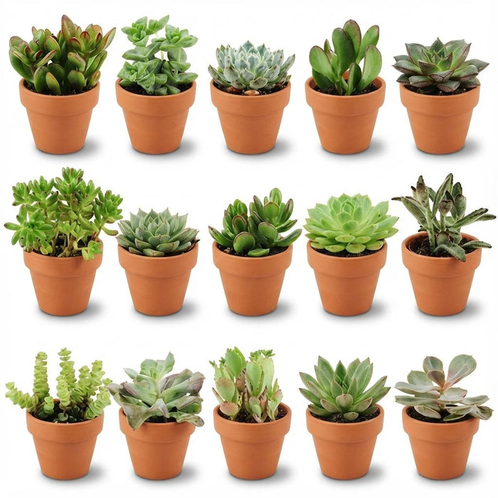 Mini Vetplanten Mix - ↕5-10cm - Ø8,1cm - Terracotta Potten - 15x
