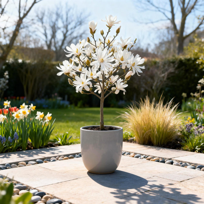 Magnolia stellata -Terras Plant - Bladverliezend - Winterhard - Witte Bloem - Pot 19cm Hoogte 90cm