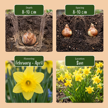50x Narcissus Tete-A-Tete - Bloembollen - Miniatuurnarcis - Geel - Voorjaarsbloeier - Bolmaat 10/11