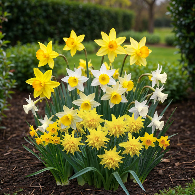 Bulbi di fiori - Mix botanico di narcisi - Colore giallo e bianco - 20 pezzi - Dimensione bulbo 10/12 - Confezione XXL