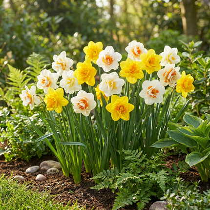 40x Narcissus Double mix - Bloembollen - Gevulde narcis mix - Geel en Wit - Voorjaarsbloeier - Bolmaat 12/14