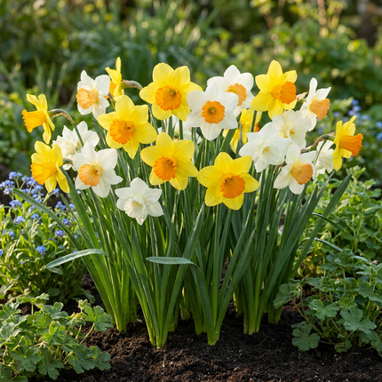 30x Narcissus large Cupped mix - Bloembollen - Grootbloemige narcis mix - Geel en Wit - Voorjaarsbloeier - Bolmaat 12/14