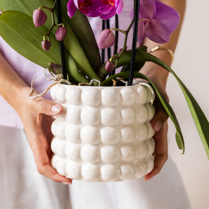 Kolibri Home | Doniczka dekoracyjna Poppy - biała - Ø12 cm