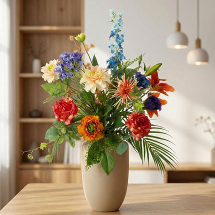 Kunstbloemen Boeket “Colorful Bloom Deluxe” – Real Touch – ↕70cm – 18 Stelen