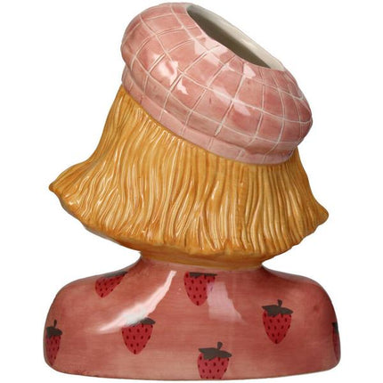 Vas Flicka jordgubbe - Rosa lerkruka - 24 cm hög
